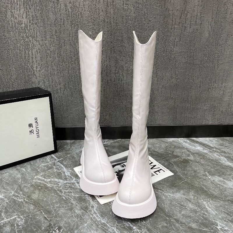 Winter Clothing Korea - Damskie Nowe Proste Botki na Platformie