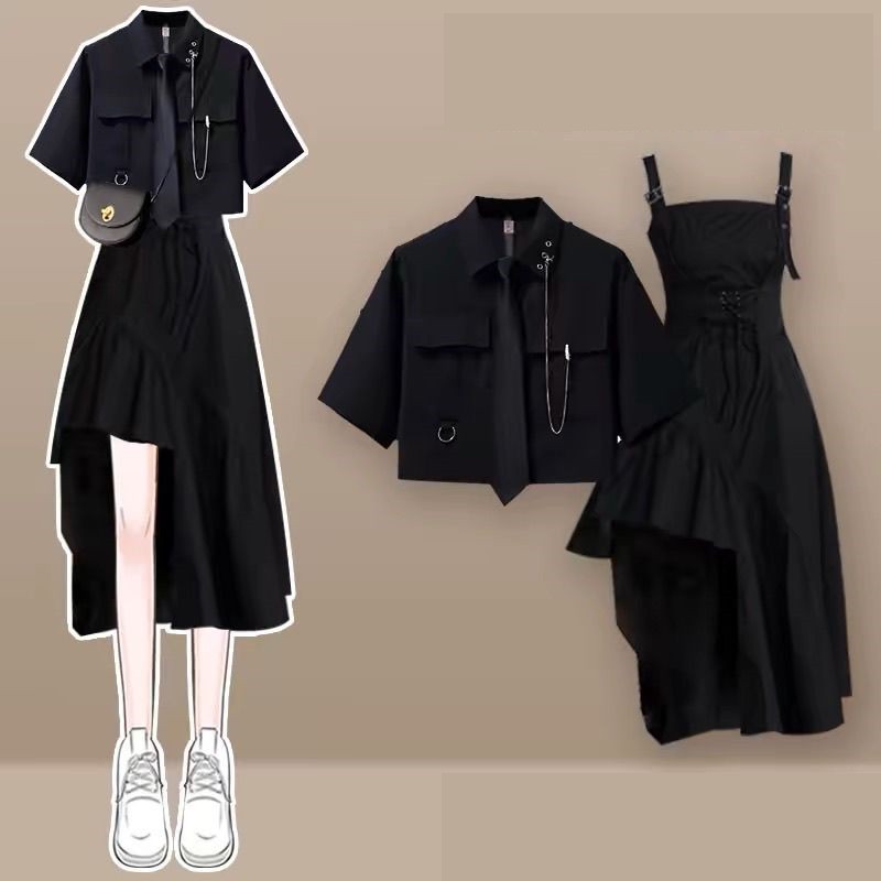 Winter Clothing Korea - Damski letni zestaw modny 2026: asymetryczna