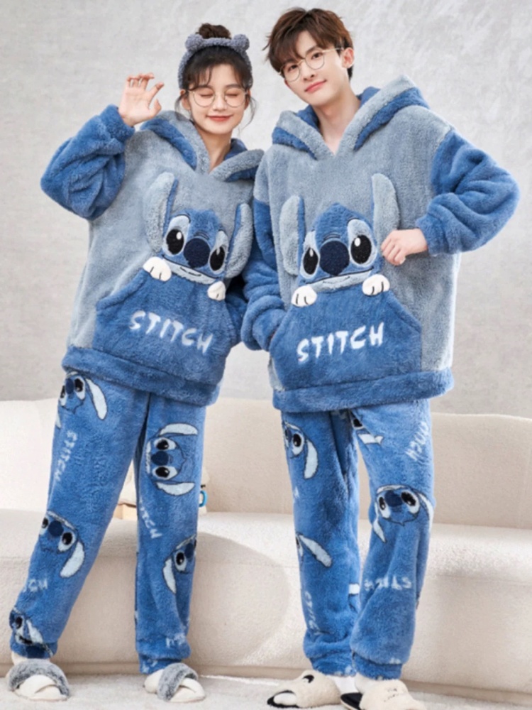Winter Clothing Japan - Anime Stitch Zimowa Piżama Kreskówkowa Flanelowa