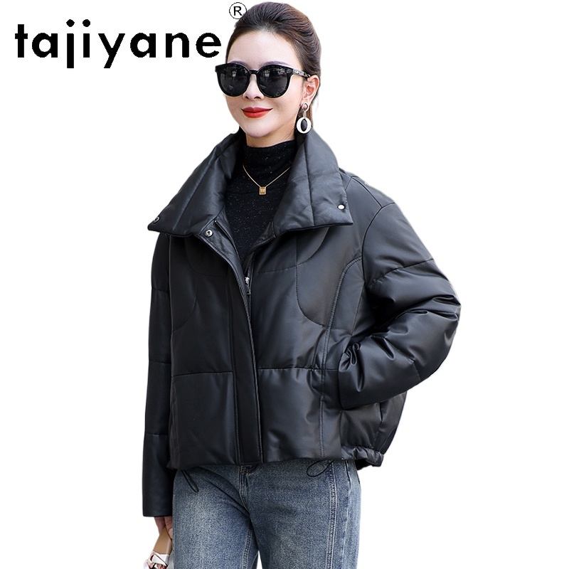 Puffer Jacket Women Down - TAJIYANE Płaszcz z prawdziwej skóry owczej