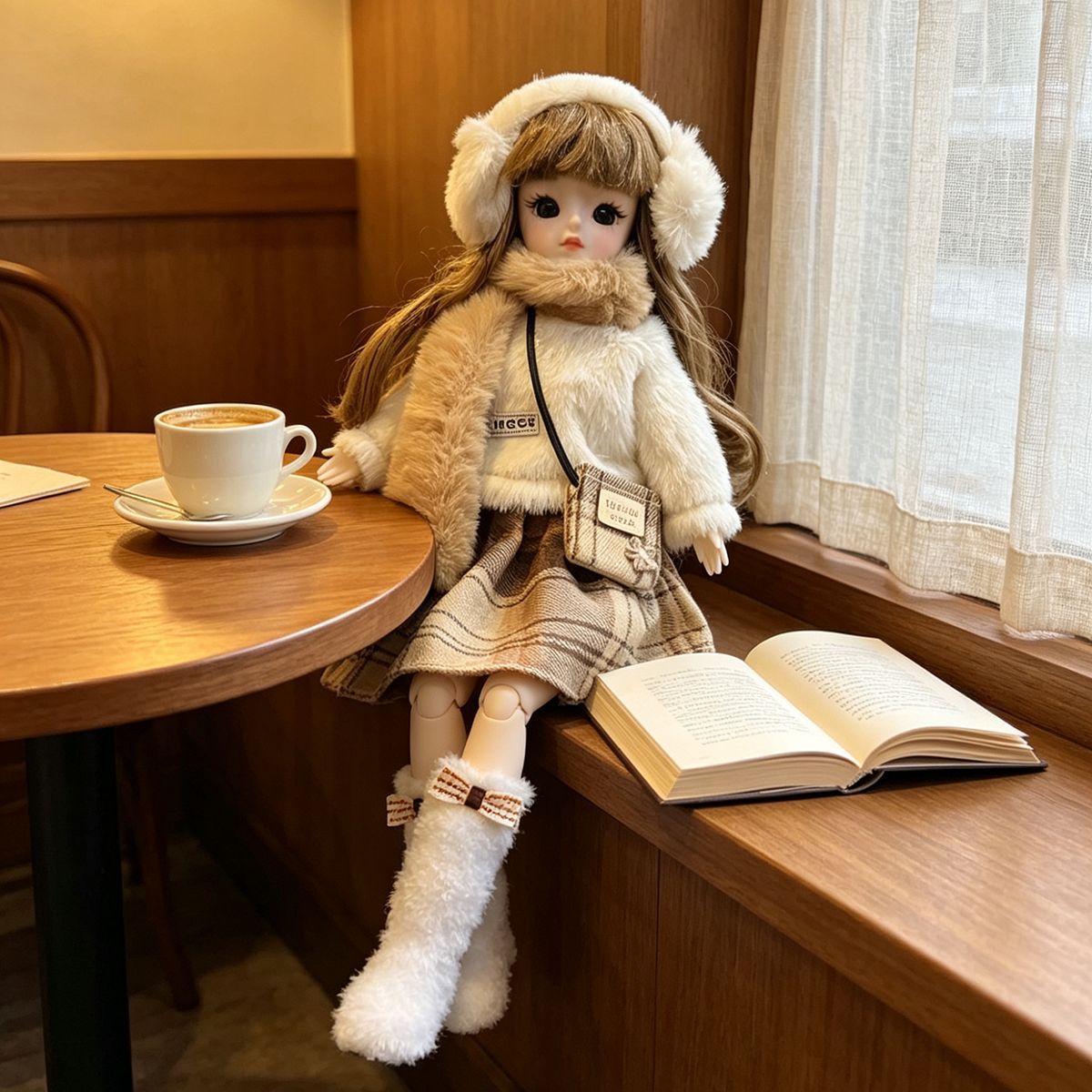 Winter Clothing Earmuffs - Zimowy Puszysty Strój dla Lalki BJD