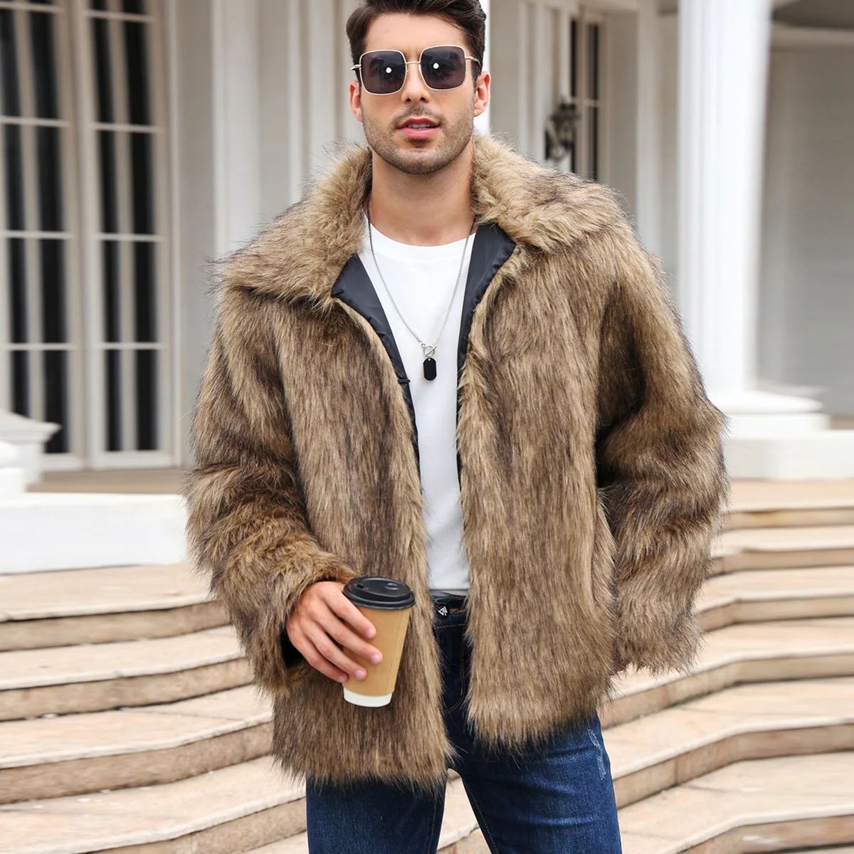 Winter Clothing Cute - Mężczyźni Kurtka ze sztucznego futra lisa