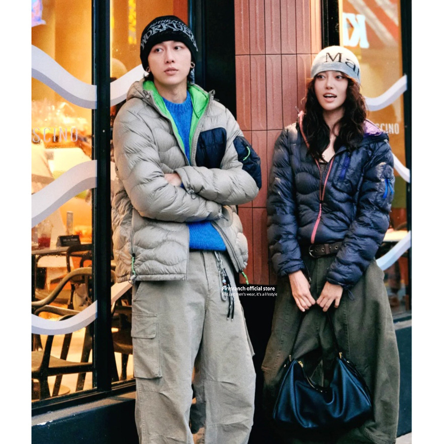 Puffer Jacket Women Down - Firmranch New Winter Couple's Multi-pocket Warm