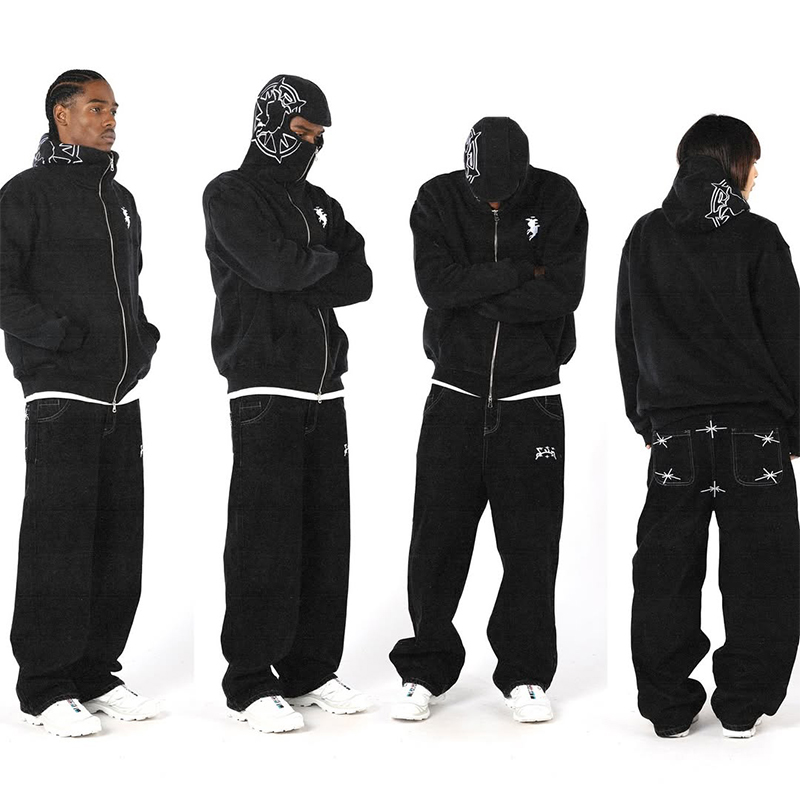 Winter Clothing Website - Haft graficzny Streetwear bluza z kapturem